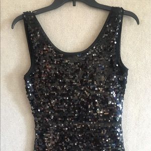 EUC BCBG Black Sequin Tank Top